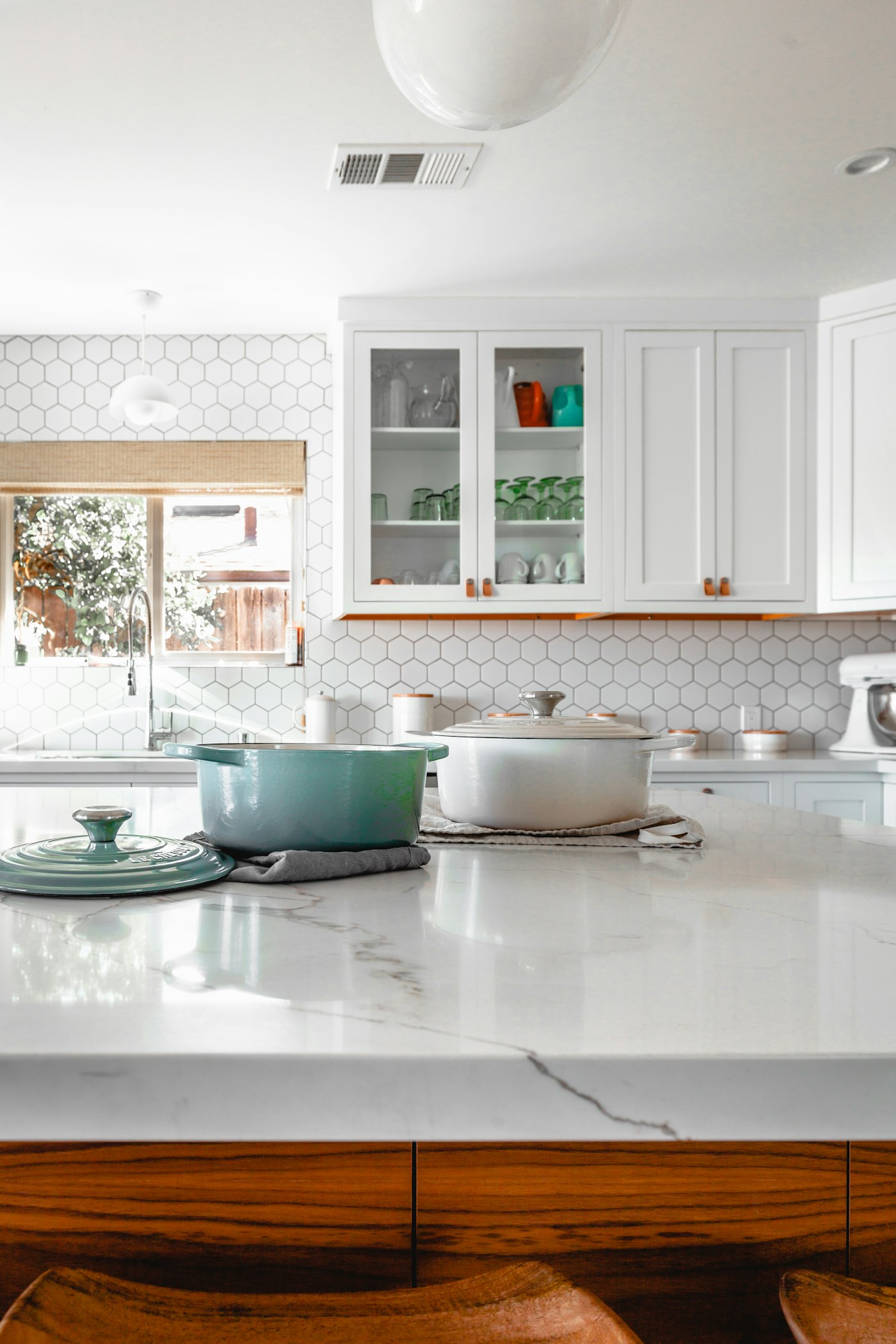 Warm wood kitchen with a large island
